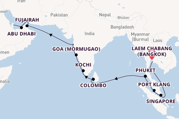 Zuidoost-Azië vanaf Laem Chabang (Bangkok), Thailand met de Seven Seas Navigator