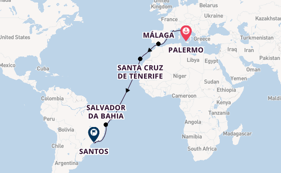 trans-Atlantisch vanaf Palermo, Sicilië met de MSC Virtuosa