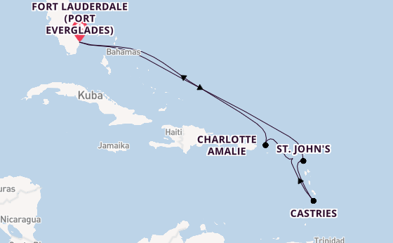 Karibik ab Fort Lauderdale (Port Everglades), USA auf der Celebrity Eclipse