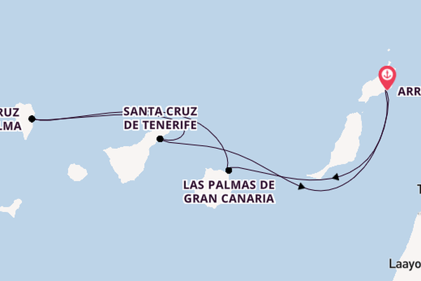 Canary Islands from Arrecife, Lanzarote, Spain with the MSC Fantasia