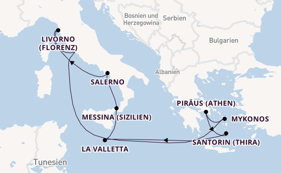 Mittelmeer ab Civitavecchia (Rom), Italien auf der Norwegian Epic