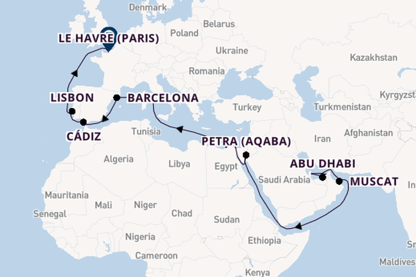 Middle East from Dubai, United Arab Emirates with the MSC Euribia