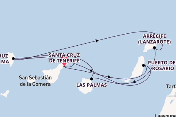 Kanarische Inseln ab Santa Cruz de Tenerife, Spanien auf der Costa Smeralda