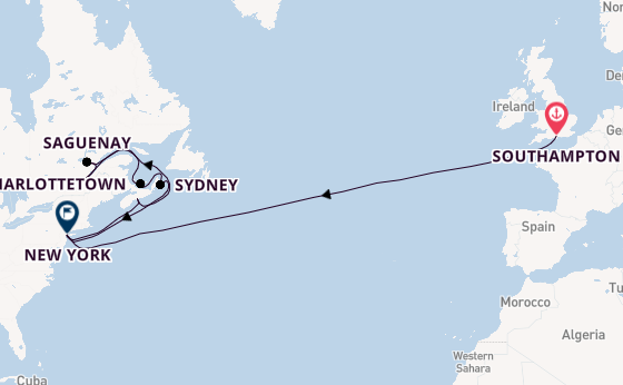 Transatlantic from Southampton, England with the Queen Mary 2