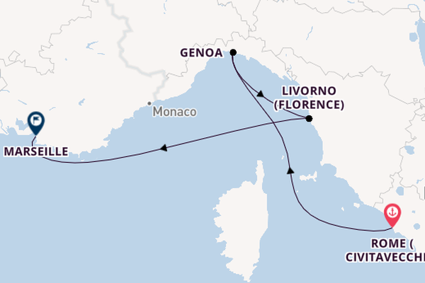 Western Mediterranean from Rome (Civitavecchia), Italy with the MSC Opera