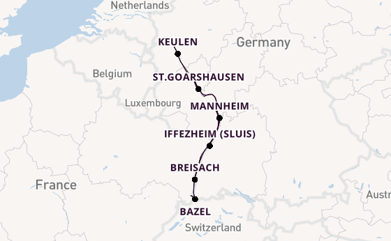 Rijn vanaf Düsseldorf, Duitsland met de Alena