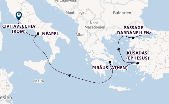 Mittelmeer ab Istanbul, Türkei auf der Queen Elizabeth