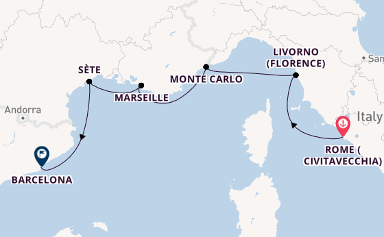 Western Mediterranean from Rome (Civitavecchia), Italy with the Viking Mira