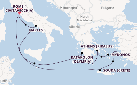 Mediterranean Sea from Australia with the Carnival Miracle