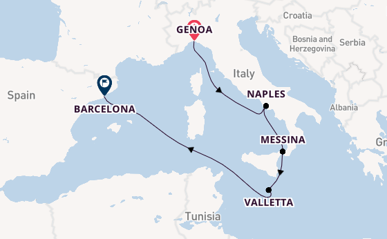 Western Mediterranean from Genoa, Italy with the MSC Magnifica