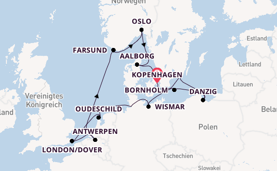 Norwegen ab Kopenhagen, Dänemark auf der Seabourn Quest