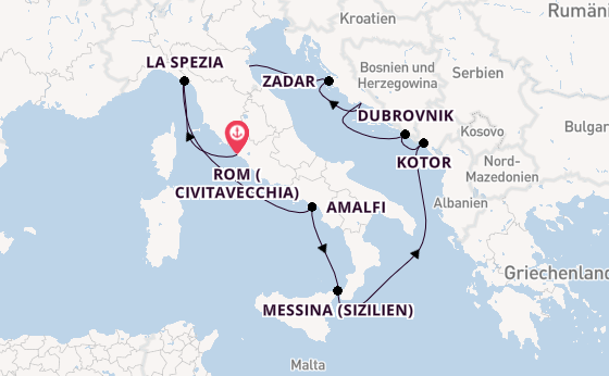 Mittelmeer ab Civitavecchia (Rom), Italien auf der Celebrity Constellation