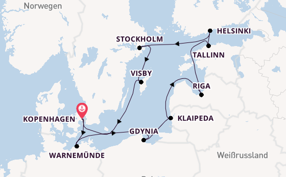 Ostsee ab Kopenhagen, Dänemark auf der MSC Magnifica