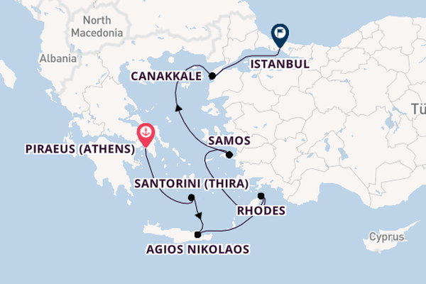 Eastern Mediterranean from Piraeus (Athens), Greece with the Azamara Onward
