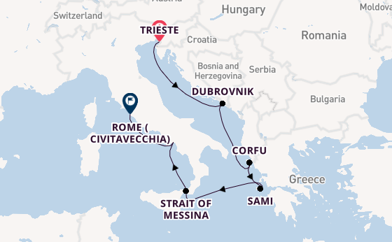Mediterranean Sea from Trieste, Italy with the Queen Elizabeth