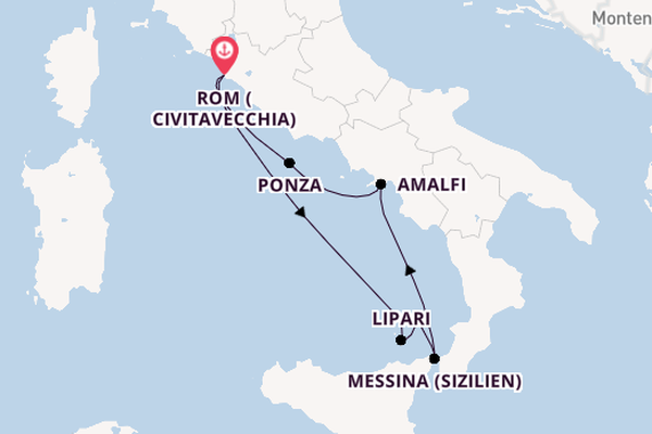 Westliches Mittelmeer ab Rom (Civitavecchia), Italien auf der Star Clipper