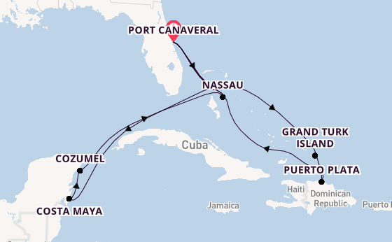 Caribbean from Port Canaveral, Florida, USA with the MSC World Atlantic