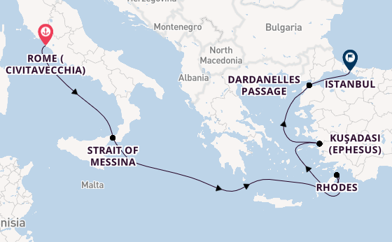 Mediterranean from Rome (Civitavecchia), Italy with the Queen Victoria