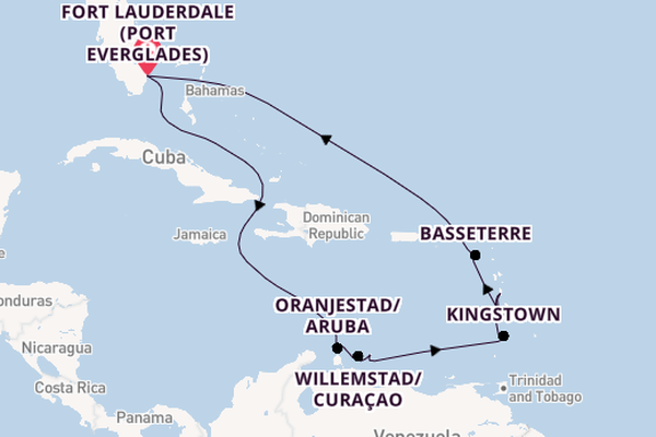 Southern Caribbean from Fort Lauderdale (Port Everglades), Florida, USA with the Celebrity Eclipse