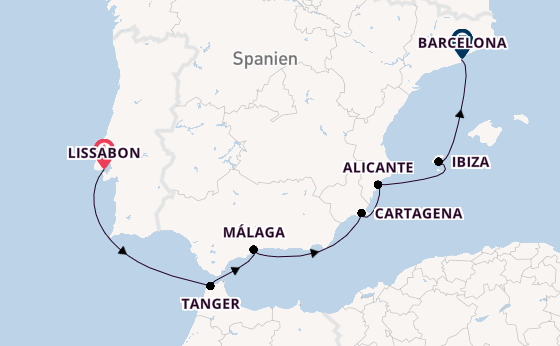 Westliches Mittelmeer ab Lissabon, Portugal auf der Norwegian Dawn