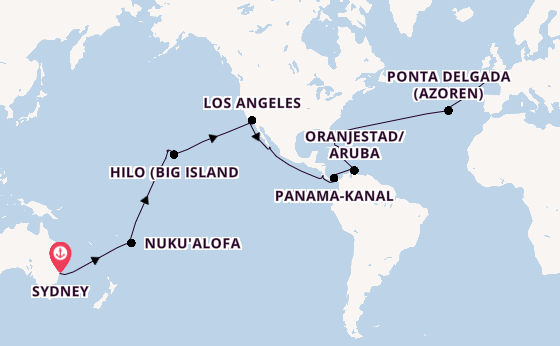 Weltreise ab Sydney auf der Queen Elizabeth