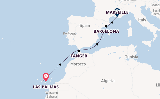 Canarische Eilanden vanaf Las Palmas, Gran Canaria, Spanje met de Costa Smeralda