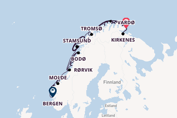 Norwegen ab Vardø, Norwegen auf der MS Nordnorge