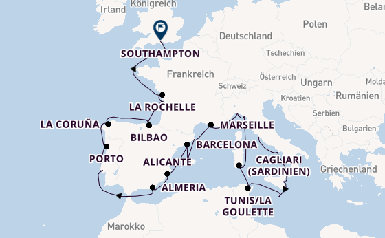 Mittelmeer ab Civitavecchia (Rom), Italien auf der Vista