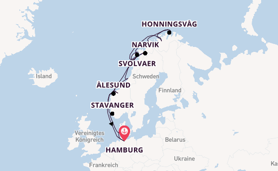 Norwegen ab Hamburg auf der MS Finnmarken
