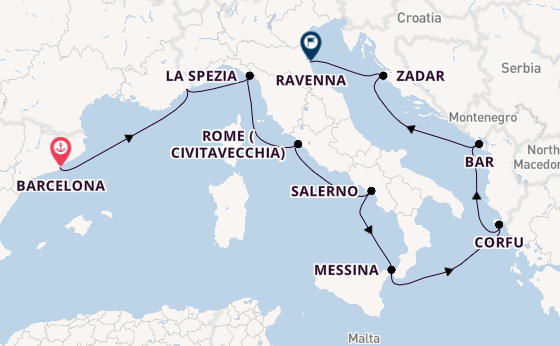 Mediterranean from Barcelona, Spain with the Norwegian Viva