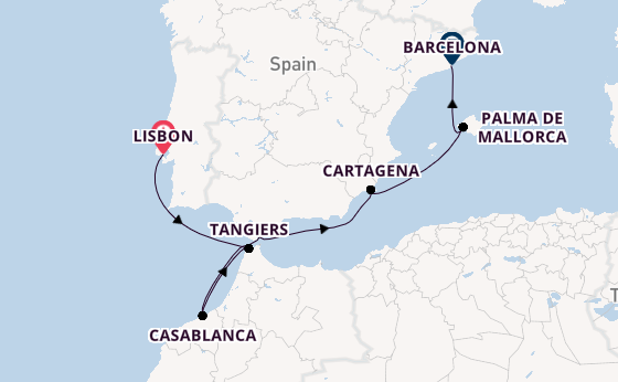 Western Mediterranean from Lisbon, Portugal with the Mariner of the Seas