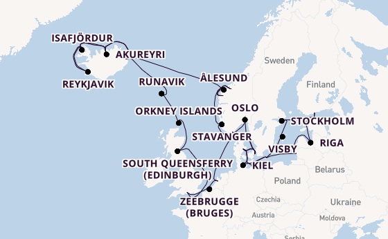 Arctic from Southampton, England with the Caribbean Princess