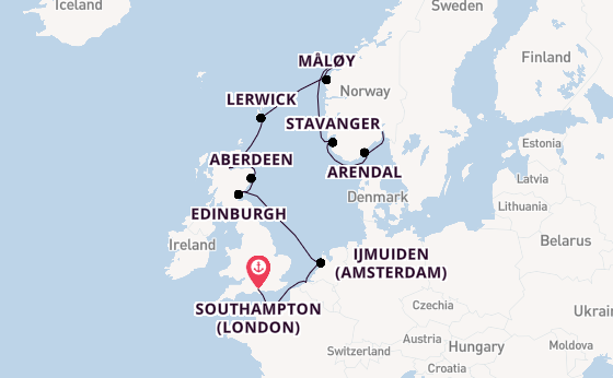 Norway from Southampton, England with the Sirena