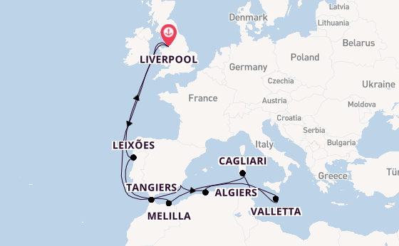 Mediterranean from Liverpool, England with the Bolette