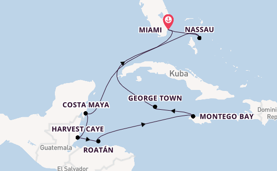 Karibik ab Miami auf der Seven Seas Mariner