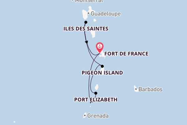 Südliche Karibik ab Fort de France, Martinique auf der Le Bougainville