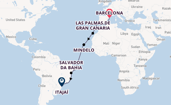 Transatlantic from Barcelona, Spain with the Costa Diadema