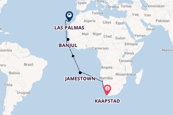 Afrika vanaf Kaapstad, Zuid-Afrika met de Amadea