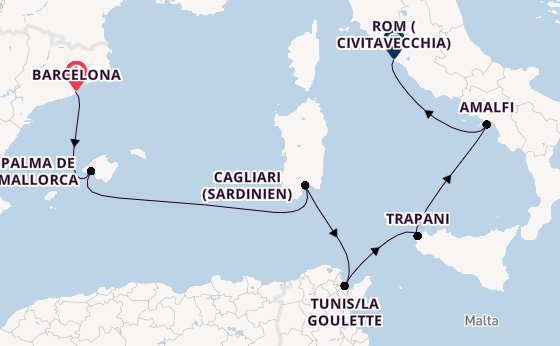 Westliches Mittelmeer ab Barcelona, Spanien auf der Silver Muse