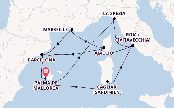 Westliches Mittelmeer ab Palma de Mallorca, Spanien auf AIDAcosma