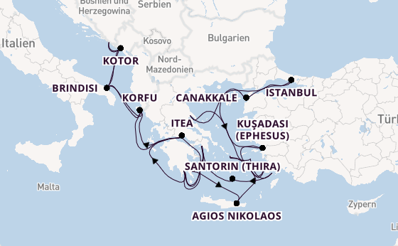 Östliches Mittelmeer ab Dubrovnik, Kroatien auf der Seabourn Ovation
