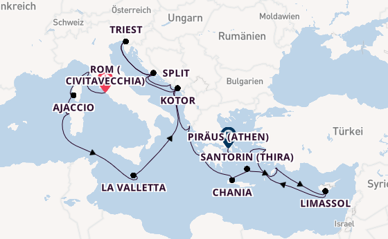 Mittelmeer ab Civitavecchia (Rom), Italien auf der Enchanted Princess