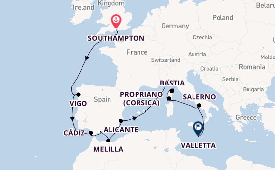 Mediterranean from Southampton, England with the Balmoral
