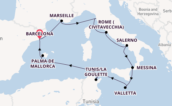 Western Mediterranean from Barcelona, Spain with the Norwegian Star