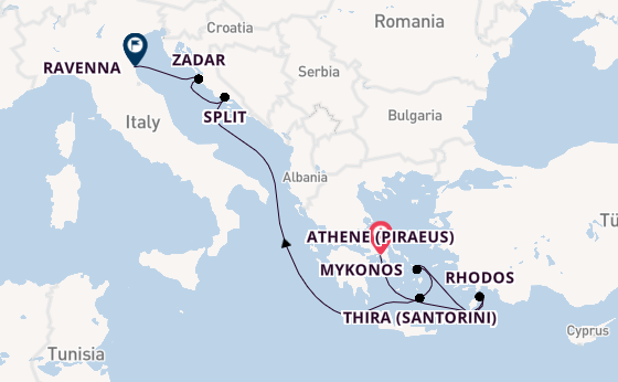 Oostelijke Middellandse Zee vanaf Athene (Piraeus), Griekenland met de Explorer of the Seas