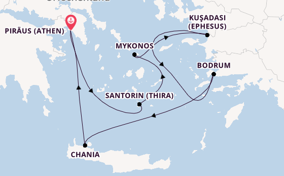 Östliches Mittelmeer ab Piräus (Athen), Griechenland auf der Rhapsody of the Seas