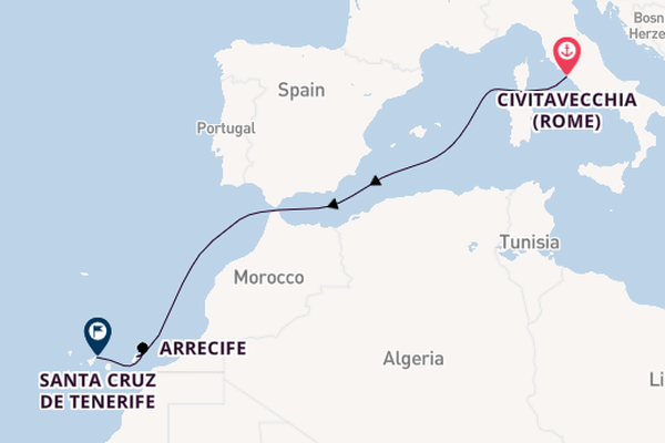 Canarische Eilanden vanaf Civitavecchia (Rome), Italië met de MSC Fantasia