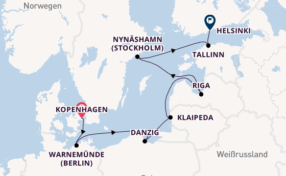 Ostsee ab Kopenhagen, Dänemark auf der Norwegian Jewel