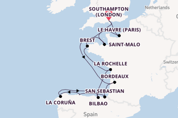 Cruising from Southampton (London) via La Rochelle