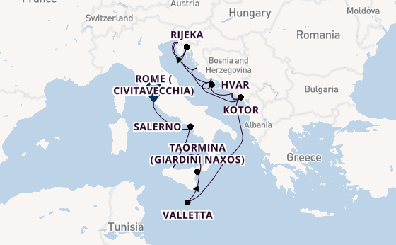 Mediterranean Sea from Dubrovnik, Croatia with the Seabourn Ovation 